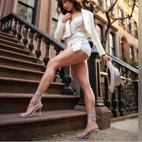 New Free People Jeffrey Campbell Lilac glamours Rhinestone Strappy Heels - Picture 3 of 6